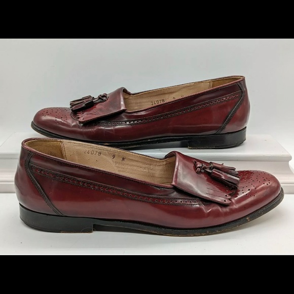 Bostonian Shoes | Bostonian Burgundy Shell Cordovan Italian Mens Tassel Loafer Shoes Size 9N USA | Color: Red | Size: 9 | Fourleaflucky's Closet